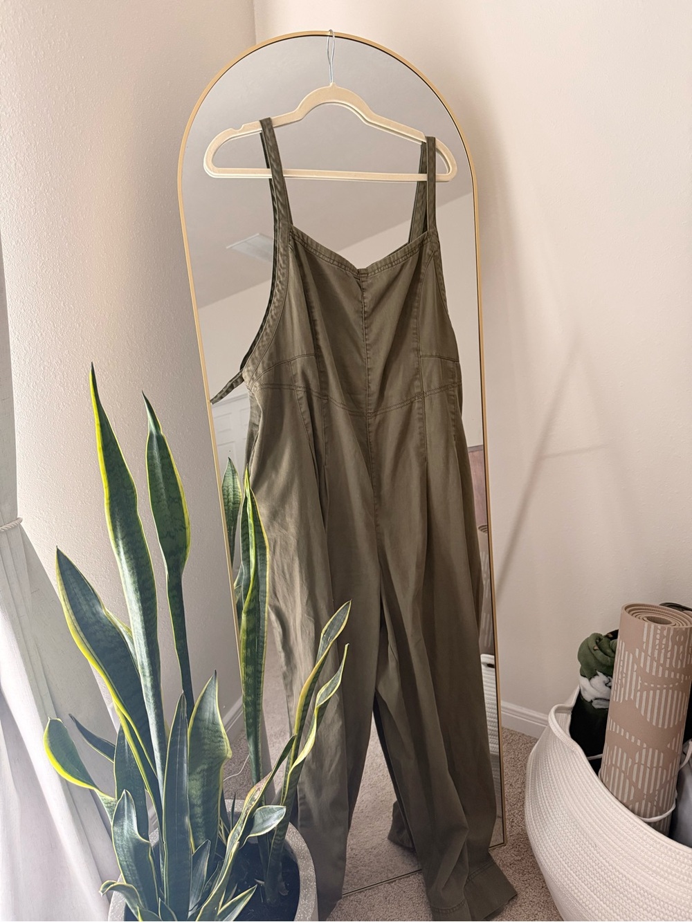 aerie Olive Green Utility Jumpsuit with Wide Legs